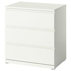 a white filing cabinet with three drawers