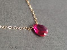 Ruby Necklace  silver or gold July birthstone by KrisPstudio, $30.00 Red Minimalist Jewelry With Birthstone, Minimalist Red Birthstone Jewelry, Minimalist Red Jewelry For Party, Minimalist Red Party Jewelry, Red Dainty Birthstone Jewelry, Dainty Red Birthstone Jewelry, Dainty Red Jewelry For Formal Occasions, Red Dainty Jewelry For Formal Occasions, Dainty Red Formal Jewelry