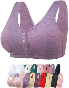 Daisy Bra for Seniors, Front Snap Closure Bras, Front Snaps Daisy Bras for Older Women (Stripe-Purple,4XL) at Amazon Women’s Clothing store Bras For Older Women, Front Closure Bras, Classic Wardrobe Basics, Posture Bra, Most Comfortable Bra, Front Closure Bra, Cotton Bras, Better Posture, Posture Correction