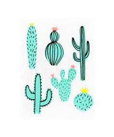 a card with various cactus stickers on it