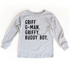 grey nickname long sleeve tee Vinyl Tshirt, Personalized Newborn Outfit, Nursing Pillow Covers, Personalized Swaddle, Personalized Sweater, Newborn Accessories, Personalized Throw Pillow, Sibling Shirts, Kid Fashion