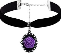 Gothic Choker Jewelry For Valentine's Day, Gothic Pendant Jewelry For Valentine's Day, Gothic Jewelry For Valentine's Day Jewelry Making, Gothic Halloween Jewelry With Round Pendant, Gothic Halloween Round Pendant Jewelry, Gothic Metal Choker For Valentine's Day, Gothic Purple Jewelry Gift, Gothic Pendant Choker As A Gift, Black Velvet Choker Necklace