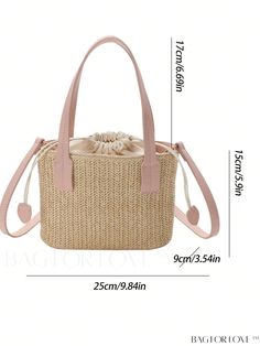 BagForLove - Stylish Drawstring Straw Bag (Medium Size) Product Description Color Pink Bag Size Medium Pattern Type Tropical Material Straw Size Chart INCH CM Bag Length Bag Width Bag Height Handle Height Strap Length 9.8 inch 3.5 inch 5.9 inch 6.7 inch 47.2 inch Bag Length Bag Width Bag Height Handle Height Strap Length 25 cm 9 cm 15 cm 17 cm 120 cm Details Pictures Similar Products h2 { text-align: center; } /* æ¢è¡ */ li{ white-space: normal; word-break: break-all; word-wrap: break-word; } .red-box { width: 100%; display: flex; flex-direction: row; flex-wrap: wrap; justify-content: center; } .red-box > div { width: 190px; height: 250px; margin: 10px; } .red-box > div > a > img { width: 190px; height: 250px; } .size-box { width: 100%; margin: auto; white-space: nowrap; } .table { borde Casual Pouch Bag With Braided Handles, Casual Pouch Satchel With Braided Handles, Casual Pouch Straw Bag With Adjustable Strap, Pink Casual Bucket Bag For Everyday Use, Pink Casual Bucket Bag For Everyday, Casual Straw Pouch Bag With Adjustable Strap, Summer Casual Pouch Satchel, Casual Pink Rectangular Bucket Bag, Casual Crossbody Bucket Bag For Shopping