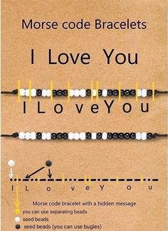 I Love You Beaded Bracelet, Morse Code Bracelet I Love You, Beaded Bracelets Morse Code, Bracelet Code Morse, How To Make A Morse Code Bracelet Diy, I Love You In Morse Code, Morsecode Bracelets Diy, I Love You Morse Code Bracelet, Mores Code Bracelets