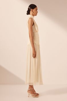 Clemence High Neck Midi Dress | Cream | Dresses | Shona Joy – Shona Joy International Dresses For Events, Cream Dresses, High Neck Midi Dress, Shona Joy, Chiffon Dress Long, Buy Dresses, Dress Cream, Wholesale Dress, Chiffon Maxi Dress