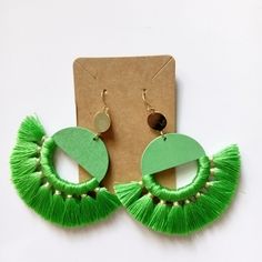 Big Green Tassel Earrings New A Little Heavy Green Tassel Earrings, Diy Kit, Earrings Color, Tassel Earrings, Clay Jewelry, Diy Kits, Tassels, Polymer Clay, Women's Fashion