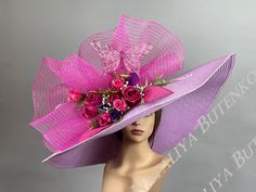 "Vogue hats are perfect for horse racing events, church, the Kentucky derby, weddings, garden tea parties and charity events. 100% Brand new, hand made and high quality. Size: One size / Adjustable inner band. Brim: approx. 10\" THIS HAT IS NOT RETURNABLE AND IS NON-REFUNDABLE. Please feel free to ask me any questions or special requests. All pieces are securely wrapped & boxed to prevent damage/breakage. Please visit my other shop https://www.etsy.com/shop/LadyHatsBoutique?ref=hdr_shop_menu Tha Hot Pink Hat, Tea Hat, Cocktail Summer, Tea Hats, Ladies Hats, Purple Hat, Woman Hat, Bride Hat, Women Hats Fashion