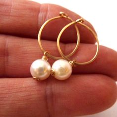 Genuine Akoya White Pearl Charm - 14k Gold Wire Wrapping - Bracelet Charm - Hoop Earrings Charm - Handmade Jewelry - Venexia Jewelry 14k Yellow Gold Filled Round Pearl Earrings, Delicate Gold Hoop Earrings With Pearl Charm, Yellow Gold Hoop Earrings With Pearl Drop For Gift, Dainty Yellow Gold Hoop Earrings With Pearl, Yellow Gold Jewelry With Pearl Charm In Small Hoop, Small Hoop Yellow Gold Jewelry With Pearl Charm, Yellow Gold Small Hoop Jewelry With Pearl Charm, Yellow Gold Pearl Hoop Earrings, Elegant 14k Gold Filled Hoop Earrings As Gift