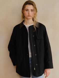 Composition : Shell cotton100 Lining nylon 100 Collar Color acryl 100Country of Origin : Republic of Korea Work Jacket, Work Jackets, Minimal Fashion, Composition, Jackets & Coats, Blazer, Collar, The Originals, Clothes For Women