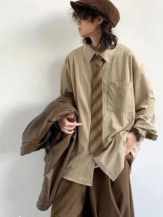 Oversized Brown Shirt For Workwear, Elegant Brown Long Sleeve Top For Business, Brown Collared Shirt For Business, Hipster Coffee, Shirt For Boys, Tie Women, Long Sleeve Fashion, College Style, Men Shirts