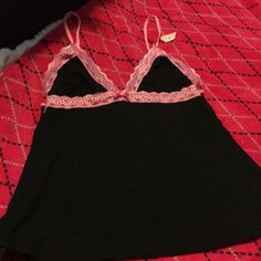 Black And Pink Lace Women’s Pajama Set Very Beautiful Very Soft Never Been Worn. Top Has Adjustable Straps No Offers Pink Cami Sleepwear For Night, Pink Lace Trim Sleepwear For Lounging, Pink Lace Trim Sleepwear For Loungewear, Black Nightgown For Sleepover, Pink Cami Sleepwear For Loungewear, Pink Camisole Sleepwear For Bedtime, Pink Camisole Sleepwear For Loungewear, Pink Camisole Sleepwear For Sleepover, Black Lace Trim Sleep Top