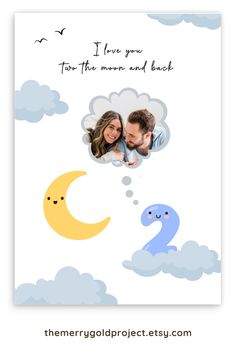 Check out this romantic 2 year anniversary card for her which features a cute "I love you to the moon and back" love pun - . It makes a beautiful and cute printable photo gift for a wife or girlfriend, or even for a husband or boyfriend. We have an entire collection of 2nd anniversary cards in out etsy shop, ideal to give to a husband, boyfriend, or wife or girlfriend. Choose from 2 year anniversary cards for him or her, with unique adventure themed designs, as well as creative personalized cards with pictures, silly puns, and beautiful illustrations. Whether you want a simple, elegant, or funny card, our aesthetic wedding anniversary cards are perfect to print at home. Explore beautiful, creative, and cute designs with illustrations, cartoons, and collages. Cute I Love You, Aesthetic Wedding, Love Puns