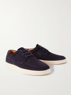 DESIGNED BY MR PORTER. Mr P.'s 'Peter' Derby shoes are designed to look a little more relaxed than classic styles, so they'll work with a range of smart and casual outfits. They're crafted from supple suede and set on thick rubber soles for a sportier feel. Lower Impact Materials. This product is made using at least 50% lower-impact materials or ingredients. Find out more about our Consciously Crafted criteria here. Navy Casual Sneakers With Stitched Sole, Navy Casual Sneakers With Leather Sole, Mr P, Shoes Uk, Derby Shoes, Mr Porter, Derby, Fashion News, To Look