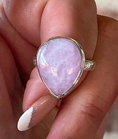 Natural, pink/purple Kunzite ring, set in 925 sterling silver bezel setting. Ring Size: 9. Stone size: Teardrop, 20mm x 15mm. Band width: 3.5mm. Teardrop Amethyst Ring For Anniversary, Teardrop Amethyst Ring For Gift, Elegant Teardrop Large Stone Ring, Elegant Teardrop Ring With Large Stone, Bezel Setting Ring, Kunzite Ring, Ring Teardrop, Rose Violette, Hippy Gifts