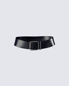 Take your look up a notch with this black belt 👏 Made from vegan leather, this piece is the perfect versatile accessory to complete any fit 🖤 Black Leather Belt With Edgy Style, Chic Black Leather Belt Buckles, Trendy Black Leather Belt Buckle, Chic Black Leather Belt, Trendy Black Leather Belt Buckles, Trendy Black Belt With Buckle Closure, Trendy Black Belt Buckle For Formal Wear, Trendy Black Belt Buckles For Formal Wear, Trendy Black Formal Belt Buckles