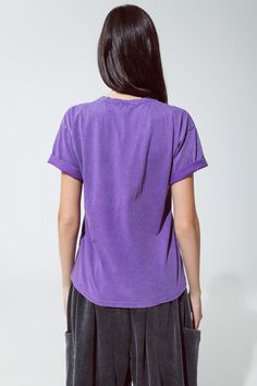 Our Chic Purple Los Angeles Print T-Shirt is the perfect blend of comfort and urban style, making it a versatile addition to your casual wear collection. Vibrant Purple Hue with Bold Print: This T-shirt comes in an eye-catching purple color, complemented by a prominent Los Angeles print on the front, perfect for those who love to make a statement. Premium Quality 100% Cotton: Made entirely from cotton, this T-shirt offers both breathability and durability, ensuring comfort for all-day wear. Rela Urban Style Purple Cotton T-shirt, Urban Purple Cotton T-shirt, Urban Purple Short Sleeve T-shirt, Casual Purple T-shirt For Streetwear, Trendy Purple Everyday Top, Casual Purple Top For Everyday, Urban Style Purple Short Sleeve T-shirt, Everyday Purple Short Sleeve Tops, Urban Purple T-shirt With Graphic Print