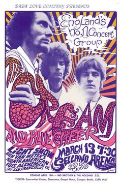 Vintage, retro, hippie, classic rock concert poster - Cream, Bob Dylan Wes Wilson, Concert Poster Art, Blue Cheer, Rock Poster Art, Music Concert Posters, Vintage Concert Posters, Band Poster, Psy Art, Rock N’roll