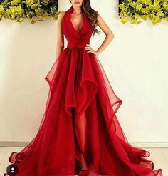 Red V Neck Ball Evening Gown Sexy Long Formal Cocktail Pageant Party prom Dress | eBay Asymmetrical Prom Dress, Dress For Body Shape, Boho Prom Dress, Red Formal Dresses, Red Prom Dress Long, Prom Dress Red, Halter Prom Dresses, Red Wedding Dresses, Pretty Princess