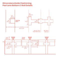 the swimming pool line diagram with measurements and instructions for each section, including an above ground pool