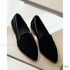 Lasaky - Academy of Chunky Heels: Casual Pointed-toe Pumps for Added Elegance Comfortable Flat Loafers, Trendy Summer Fits, Chunky Heels Casual, Heels Casual, Loafers Women, Mid Heel Shoes, Leather Flat Shoes, Black Loafers, Casual Heels