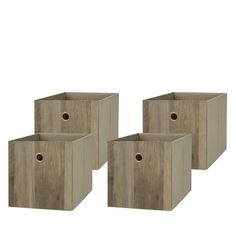 four wooden boxes with holes in them