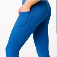 Zyia Active Blue Reflective Pocket Light N Tight 7/8 24” Legging Size 8-10 Nwt Blue Full Length Training Tights, Blue Full-length Training Tights, Full Length Blue Tights For Training, Blue Full Length Tights For Training, Full Length Blue Running Tights, Blue Full-length Tights For Running, Blue Fitted Bottoms For Running, Fitted Blue Activewear With Contoured Waistband, Functional Fitted Blue Yoga Pants