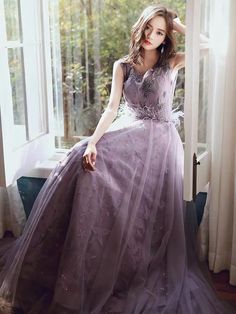 Purple Sleeveless Tulle Evening Dress, Purple Sleeveless Tulle Gown, Sleeveless Tulle Ball Gown For Prom Season, Sleeveless Tulle Ball Gown For Prom, Purple Sleeveless Dress With Tulle Skirt, Prom Dress Sleeveless, Purple Party Dress, Backless Formal Dresses, Hot Prom Dress