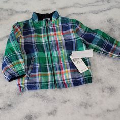 Brand New With Tags, Perfect Condition. Reversible Green Plaid & Navy. Multicolor Fall Outerwear For Playtime, Playful Cotton Outerwear For Outdoor, Playful Blue Outerwear For Playtime, Multicolor Long Sleeve Outerwear For Playtime, Casual Green Outerwear For Playtime, Blue Cotton Outerwear For Playtime, Green Outerwear For Playtime In Fall, Green Fall Outerwear For Playtime, Green Long Sleeve Outerwear For Playtime