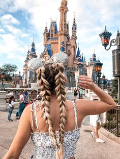 Cute Hairstyles To Wear With Disney Ears, Cute Hairstyles With Disney Ears, Minnie Ear Hairstyles, Easy Disney World Hairstyles, Updos For Disney World, Cute Disneyland Hairstyles, Amusement Park Hairstyles For Long Hair, Updos For Amusement Parks, Cute Hairstyles With Mickey Ears