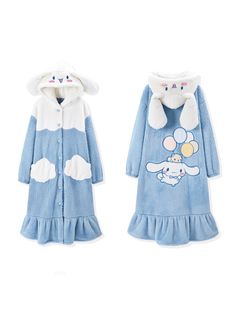 Kuromi My Melody Cinnamonroll Nightgowns-Pajamas-ntbhshop Sanrio Artwork, Sanrio Clothes, Kawaii Pajamas, Flannel Robe, Robe For Women, Fleece Robe, Kuromi My Melody, Winter Pajamas, Pajama Dress