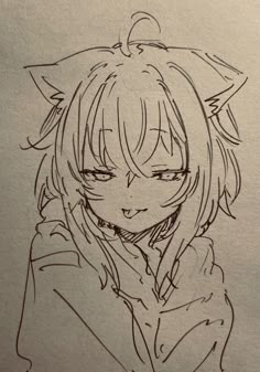 a drawing of an anime character with cat ears