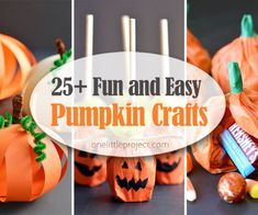 pumpkin crafts for kids to make with candy and candies, including marshmallows