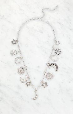 Add a celestial touch to your look with the Sun Moon Charm Necklace from LA Hearts. This dainty silver chain features delicate moon, sun, and star pendants, perfect for adding a hint of sparkle to any outfit.Lobster clasp closureCelestial charmsSilver finish LA Hearts Womens Sun Moon Charm Necklace - Silver Hearts Jewelry, Gold Moon Necklace, Moon Sun, Charm Necklace Silver, Gold Moon, Moon Charm, Silver Accessories, Colourful Necklace, Moon Necklace