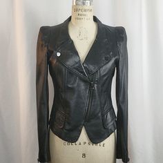 Sexy Black Leather Assymetric Biker Cropped Faux Leather Jacket, Faux Leather Jacket, Faux Leather Jackets, Leather Jackets, Black Leather, Size 4, Faux Leather, Jackets & Coats, Jackets For Women