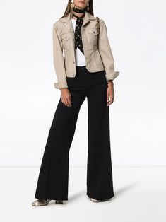 FRAME Le Palazzo wide-leg jeans SS20 | Farfetch.com Chic High-rise Flare Jeans For Workwear, Chic High Rise Flare Jeans For Work, Modern Mid-rise Flare Jeans For Work, Trendy Wide Leg Pants With Five Pockets For Fall, Chic Workwear Flare Jeans With Pockets, High-waisted Flare Jeans With Five Pockets For Fall, Chic Flare Bottoms With Five Pockets, Elegant Wide-leg Flare Jeans For Spring, Flare Jeans For Workwear In Fall