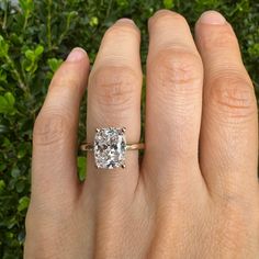 Cushion Emerald Engagement Ring, 2ct Elongated Cushion Engagement Ring, Elongated Cushion Engagement Rings, Elongated Cushion Ring, Old Mine Cut Engagement Ring, Elongated Cushion Engagement Ring, Elongated Cushion Cut Engagement Ring, Engagement Ring With Hidden Halo, Cushion Cut Wedding Rings