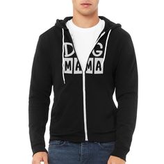 Bella + Canvas Unisex Full Zip Hoodie | Brand: Bella + Canvas | Material: 52% cotton/48% polyester Hoodie Brands, Dog Mama, Full Zip Hoodie, Dog Design, Canvas Material, Black Hoodie, Pocket Pouch, Zip Hoodie, Snug Fit