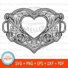 a heart shaped frame with swirls and scrolls in the middle