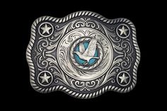 "3.5\" x 4.5\" gunmetal plated trophy buckle with a raven center backed with a touch of turquoise. Fits up to 1.75\" wide belt." Suspender Belt, Wide Belt, Fort Worth, Suspenders, Fort, Belts, Plating, Buckle, Turquoise