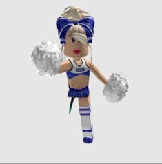 an animated female cheerleader with pom poms