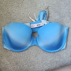 Blue Ombre Bra Sized At 36c. Can Be Worn Strapless Or With Straps. **Never Worn, With Tags** Blue Summer Bra With Removable Pads, Summer Blue Bra With Removable Pads, Blue Fitted Strapless Bra, Summer Push-up Bra In Blue, Victoria's Secret Blue Summer Bra, Red Lace Bra, Pink Lace Bra, Purple Bras, Black Lace Bra