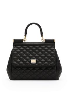 80999 DOLCE & GABBANA SICILY QUILTED HANDBAG Dolce And Gabbana Handbags, Chic Quilts, Medium Handbags, Favorite Handbags, Quilted Handbags, Chic Handbags, Dolce E Gabbana, Black Leather Handbags, Logo Stamp