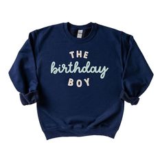 Looking for a cute sweatshirt for your kids? We have the perfect The Birthday Boy graphic sweatshirt addition to their closet! Also available in toddler sweatshirts. Long Sleeve Fall Birthday Sweatshirt, Birthday Long Sleeve Hoodie With Letter Print, Fall Birthday Crew Neck Tops, Birthday Letter Print Long Sleeve Hoodie, Blue Crew Neck Top For First Birthday, Long Sleeve Hoodie With Letter Print For Birthday, Casual Long Sleeve Birthday Sweatshirt, Casual Cotton Sweatshirt For Birthday, Cute Crew Neck Birthday Sweater