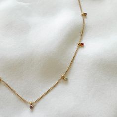 LE sensor necklace Amina Necklace - Multi Dainty Yellow Gold Necklace With Sparkling Stones, Rhinestone Necklace, Delicate Necklace, Gold Filled Jewelry, Gold Filled Chain, Ring Bracelet, Chain Lengths, Chain Length, Lobster Clasp