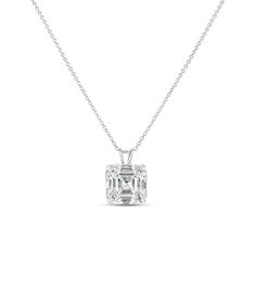 Asscher Cut Diamond CZ Pendant Necklace - 14K White Gold / 5mm / No chain - Olive & Chain Fine Jewelry Asscher Cut Diamond Necklace, White Gold Pendant Necklace, Asscher Cut Diamond, Asscher Cut, Cz Pendant, Gold Top, Diamond Pendant, Diamond Necklace, Diamond Cuts