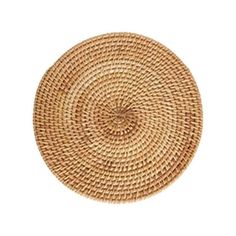 a round woven placemat on a white background