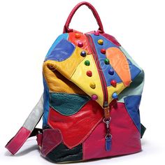 Product name: Sheepskin Leather Women's Colorful Blocks Patchwork Backpack Travel Bag Rucksack Style: Backpack Cortical features:  Sheepskin Lining texture: cotton Opening method: zipper Bag size: M Pattern:  Colorful Blocks Patchwork Processing methods: soft surface Hardness: Soft Color:Black,Multicolor Show Color: Multicolor Size Table:40cm*16cm*34cm / 15.74 inch * 6.29 inch * 13.38 inch Weight:0.5kg Payment Auction Item Number, your Full Name and Shipping Address MUST be included in the Escro Bling Bags, Leather Backpack Purse, Women Leather Backpack, School Bags For Girls, Travel Bags For Women, Backpack Travel Bag, Patchwork Bags, Bag Trends, Girl Backpacks