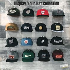 Double Your Hat Display Options with the Revolutionary 2-in-1 Hat Hooks- Uniquely patented design allows you to display your baseball caps in 2 distinct ways. You can effortlessly hang hat hooks for wall by their adjustable straps or proudly show off your favorite teams and brands on the front by hanging from the button - a feature not seen in other hat racks for baseball caps wall mount. Just Peel and Stick with No Damage to Walls - The adhesive hat organizer for baseball caps is designed to make organizing your collection of caps a breeze - just peel and stick without having to worry about damaging the walls. Secure Adhesion - BRATEAYA mens ball cap holder organizer for closet is equipped with heavy-duty double-sided tape, capable of supporting up to 5 lbs with ease. With superior adhesi Baseball Hat Holder, Boys Bedroom Accessories, Baseball Cap Rack, Display Hooks, Cap Rack, Hat Organizer, Hat Racks, Cap Display, Nfl Hats