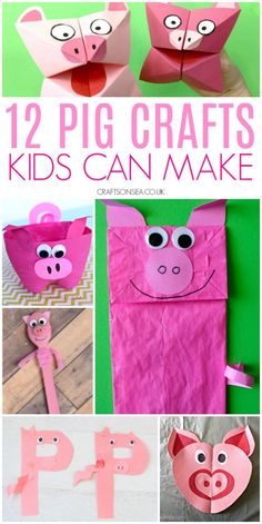 paper crafts for kids to make with the letter p and pig head on top of each other