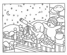 a black and white drawing of children playing in the yard with their teddy bear toys